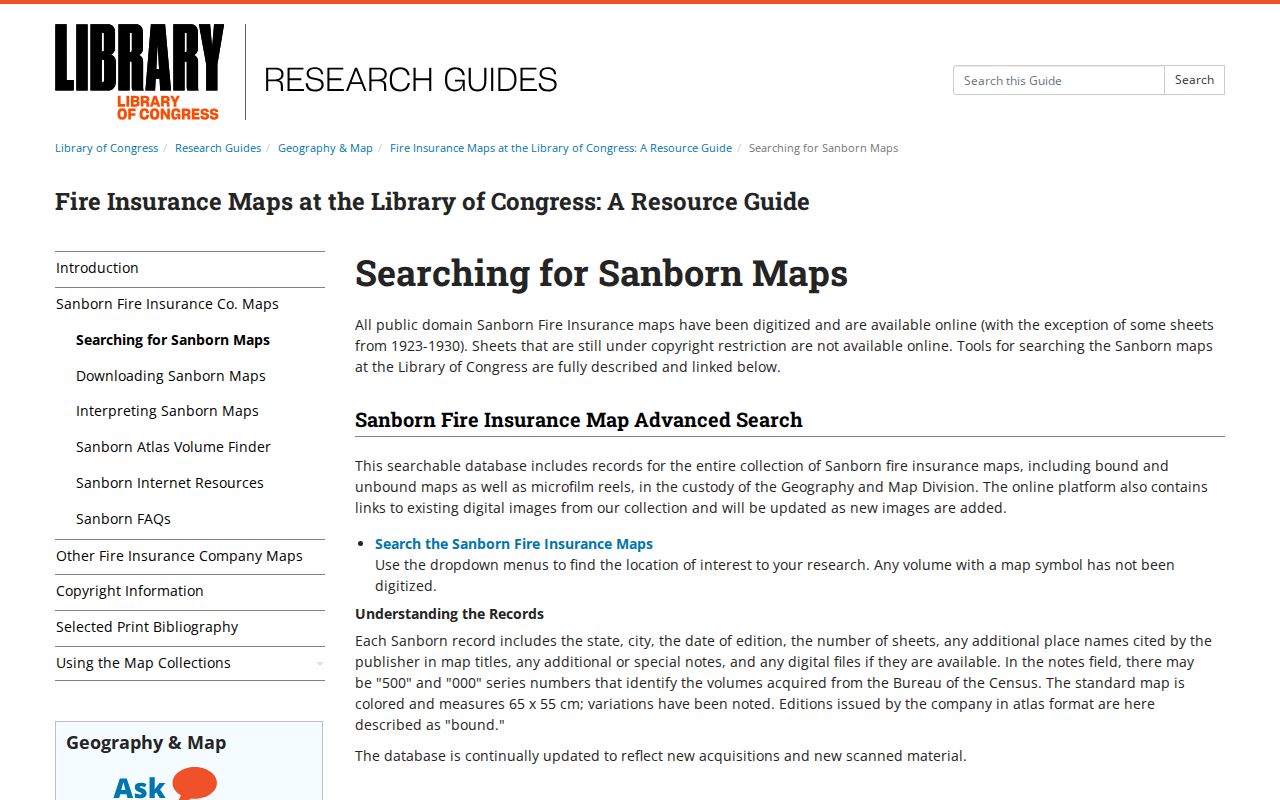 Berkeley Township previous residents Library of Congress Sanborn map research guide